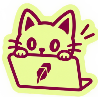 cat peeking over a laptop sticker