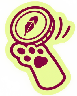 paw holding a coin sticker